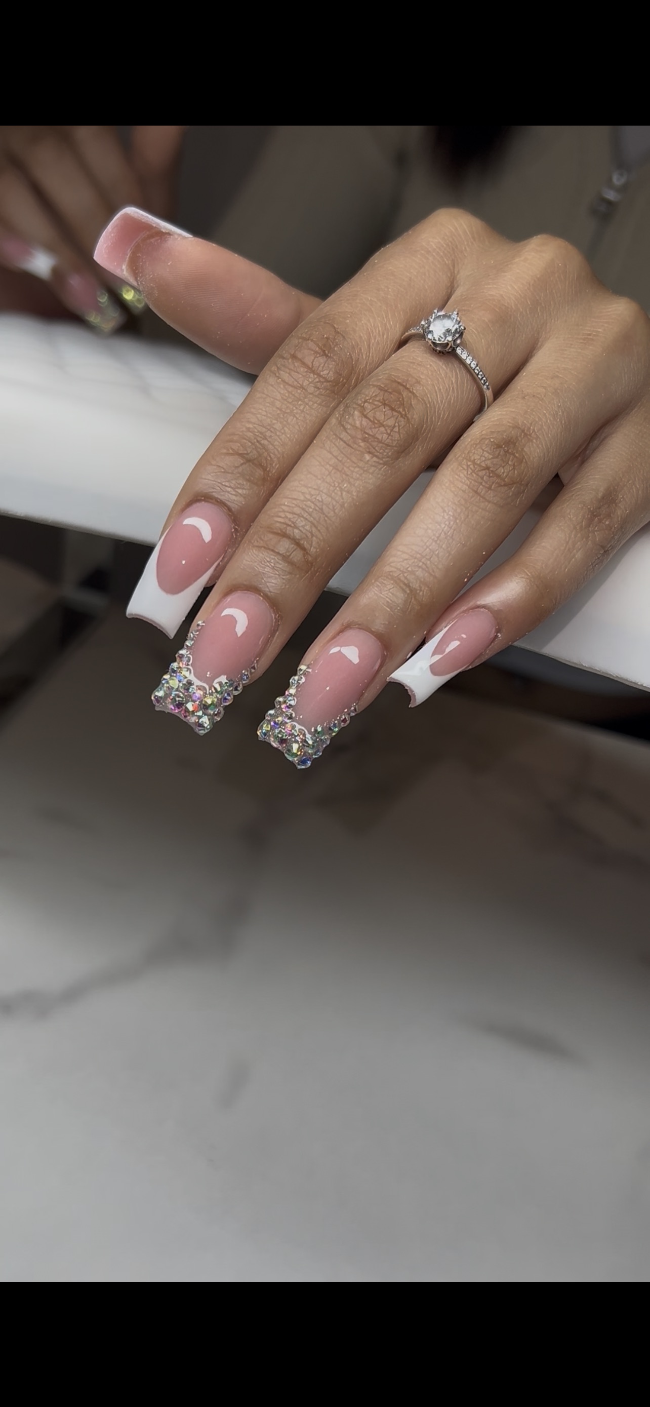 Blinged Out French nail set inspiration