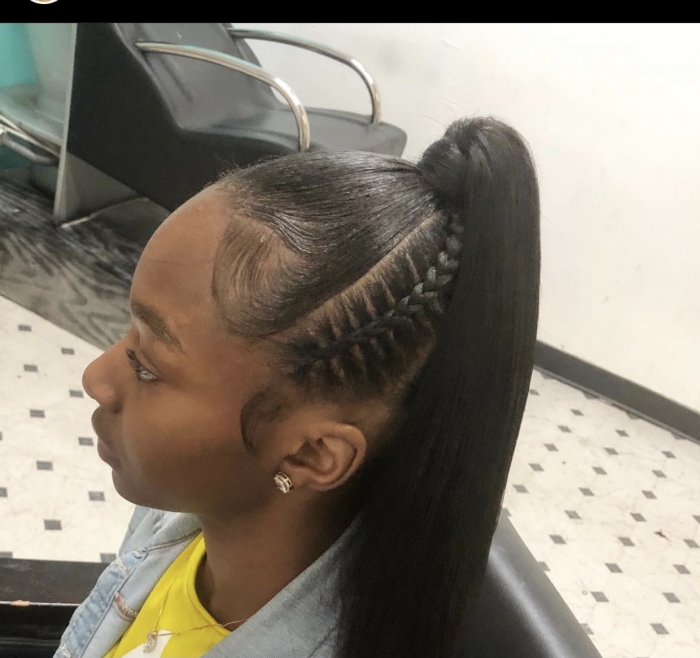 half up half down braids with weave