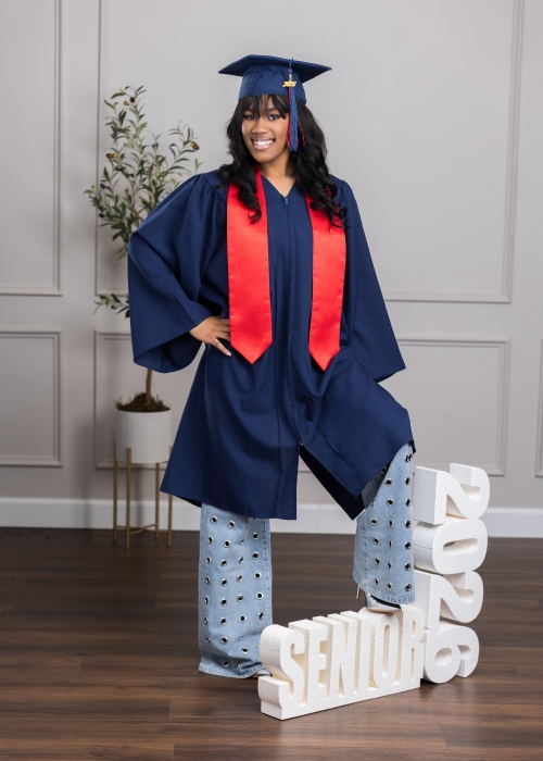 Senior cap and gown portrait